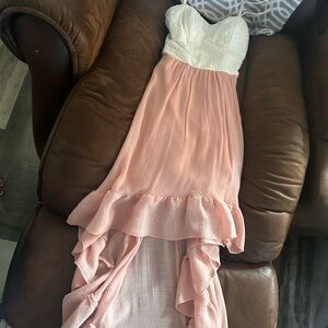 Strapless Pink and White Dress